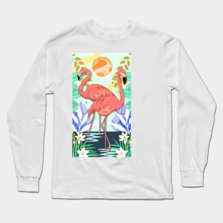 PINK Flamingos - Cute Animal RELAX BEACH Long Sleeve T-Shirt